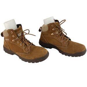 CAT Brown Leather Steel Toe Work Boots Women's Size 9.5 Preowned